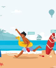 Summer Holiday at Beach Illustration
