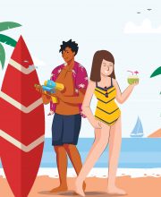 Summer Holiday at Beach Illustration
